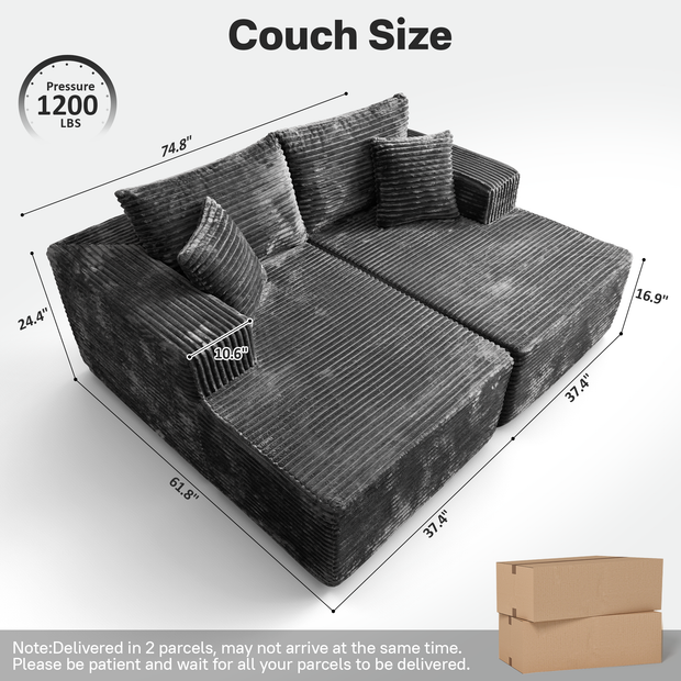 OVIOS 81" Boneless Sofa, Sleeper Couch, No Assembly Required