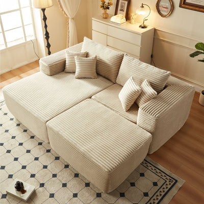 Ovios 80"Modular Couch with Chaise&Ottoman, Sleeper Sofa, No Assembly Required