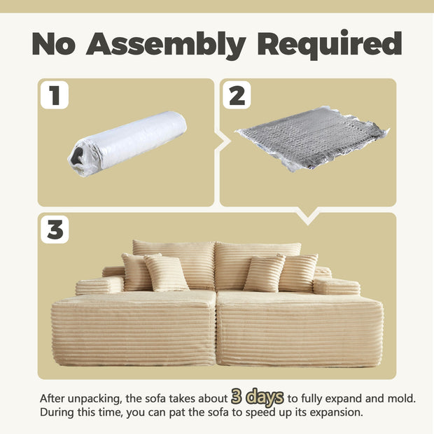 OVIOS 81" Boneless Sofa, Sleeper Couch, No Assembly Required