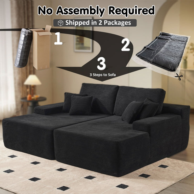 OVIOS 81.2" Cloud Plush Oversized Sectional with Double Chaise – Sofa Bed Comfort, No Assembly Required