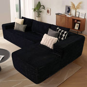 OVIOS 104" L-Shape Modular Couch with Chaise, Plush Corduroy Fabric, No Assembly Required