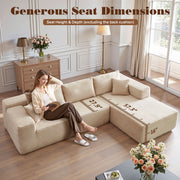 OVIOS 104" L-Shape Modular Couch with Chaise, Plush Corduroy Fabric, No Assembly Required