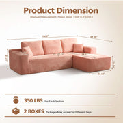 OVIOS 104" L-Shape Modular Couch with Chaise, Plush Corduroy Fabric, No Assembly Required