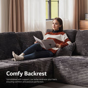 OVIOS Modular Sectional Cloud Couch, Plush Corduroy Sofa with Memory Foam, U-Shaped Chaise, No Assembly
