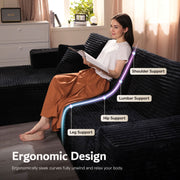 OVIOS U-Shaped Cloud Sectional Sofa with Chaise - Plush Corduroy, Memory Foam & No Assembly