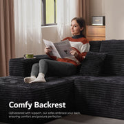 OVIOS U-Shaped Cloud Sectional Sofa with Chaise - Plush Corduroy, Memory Foam & No Assembly