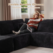 OVIOS Modular Cloud Sofa with Memory Foam, L-Shaped Chaise, Corduroy Upholstery - No Assembly Needed