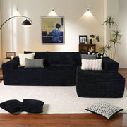 OVIOS 104" L-Shape Modular Couch with Chaise, Plush Corduroy Fabric, No Assembly Required