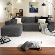 OVIOS 104" L-Shape Modular Couch with Chaise,Corduroy Fabric,No Assembly Required