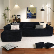 OVIOS 104" L-Shape Modular Couch with Chaise, Plush Corduroy Fabric, No Assembly Required
