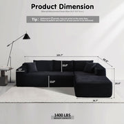 OVIOS 104" L-Shape Modular Couch with Chaise, Plush Corduroy Fabric, No Assembly Required