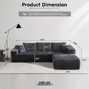 OVIOS 104" L-Shape Modular Couch with Chaise,Corduroy Fabric,No Assembly Required