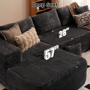 OVIOS 104" L-Shape Modular Couch with Chaise, Plush Corduroy Fabric, No Assembly Required