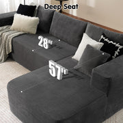 OVIOS 104" L-Shape Modular Couch with Chaise,Corduroy Fabric,No Assembly Required