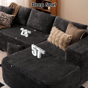 OVIOS 104" L-Shape Modular Couch with Chaise,Corduroy Fabric,No Assembly Required