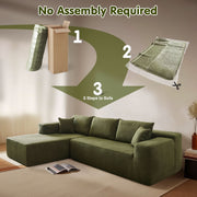 OVIOS 104" L-Shape Modular Couch with Chaise,Cloud Velvet Fabric,No Assembly Required