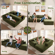 OVIOS 104" L-Shape Modular Couch with Chaise,Cloud Velvet Fabric,No Assembly Required