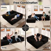OVIOS 104" L-Shape Modular Couch with Chaise,Corduroy Fabric,No Assembly Required