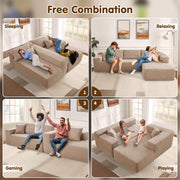 OVIOS 104" L-Shape Modular Couch with Chaise,Corduroy Fabric,No Assembly Required