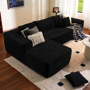 OVIOS 104" L-Shape Modular Couch with Chaise,Corduroy Fabric,No Assembly Required