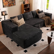OVIOS 104" L-Shape Modular Couch with Chaise, Plush Corduroy Fabric, No Assembly Required